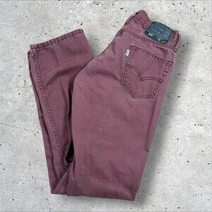 Levi's 514 Straight Fit Pants Mens 30x32 Burgundy Red Maroon 5-Pocket
